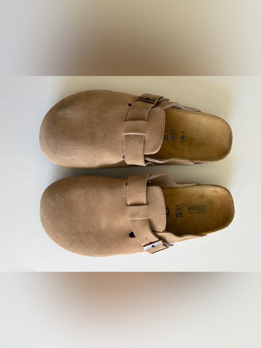 Classic Birks Suede Slip-On bostons in Tan size 38